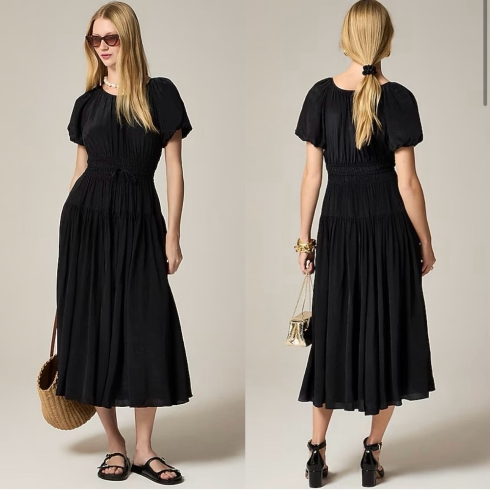 NWOT J.Crew | Black Pleated Midi Sundress